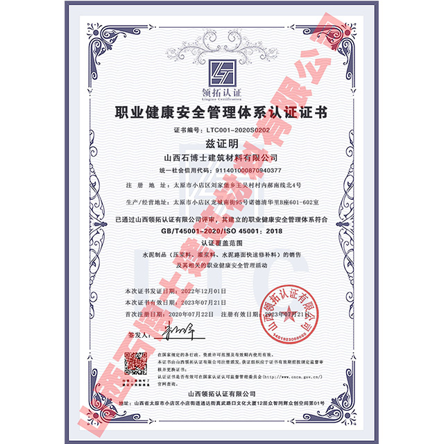 職業******管理體系認證證書中文